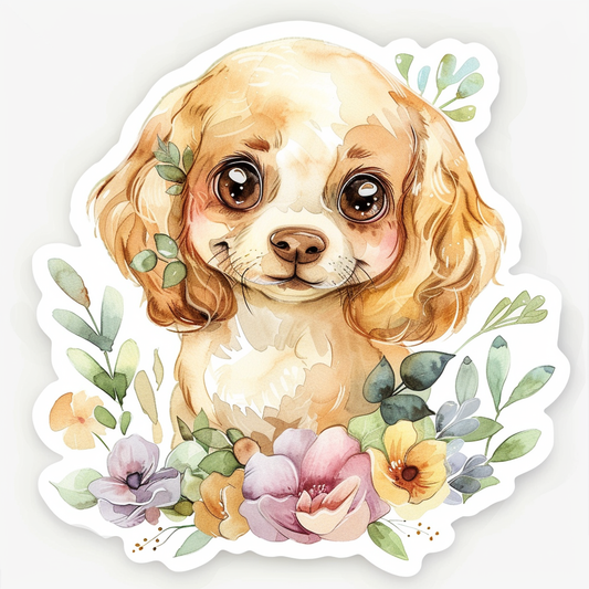 Adorable Cocker Spaniel Dog Expressive surreal Vinyl Decal Sticker for Car, Laptop, Tumbler and more # F019965-4" x 4"