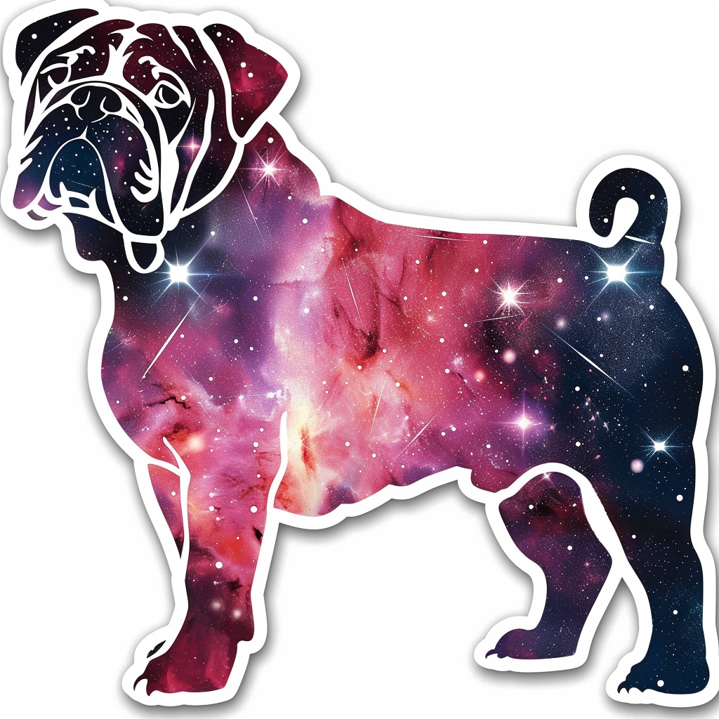 Bulldog Dog galaxy majestic Expressive surreal Vinyl Decal Sticker for Car, Laptop, Tumbler and more # F017488