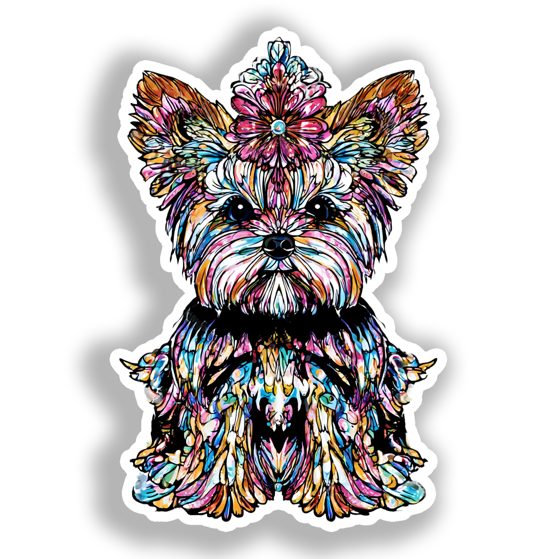 Yorkshire Terrier Dog Vinyl Decal Sticker for Car, Laptop, Tumbler and more # A017206-4" x 4"