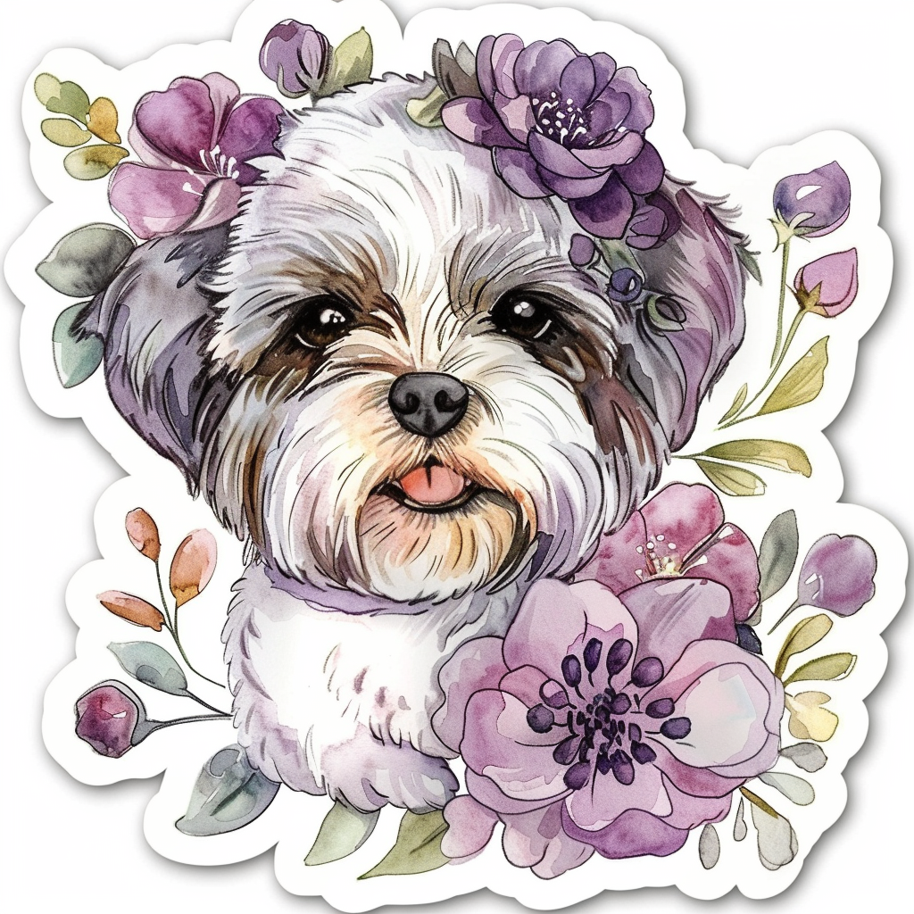Adorable Shih Tzu Dog Expressive surreal Vinyl Decal Sticker for Car, Laptop, Tumbler and more # F018187