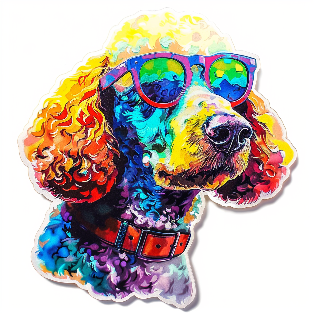 Poodle Dog wearing sunglasses Vinyl Decal Sticker for Car, Laptop, Tumbler and more # F012438