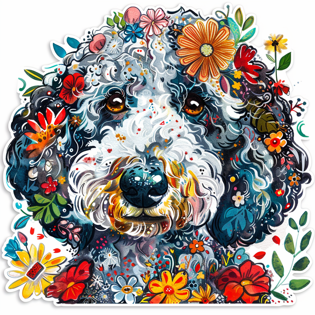 Poodle Dog floral Vinyl Decal Sticker for Car, Laptop, Tumbler and more # F012487