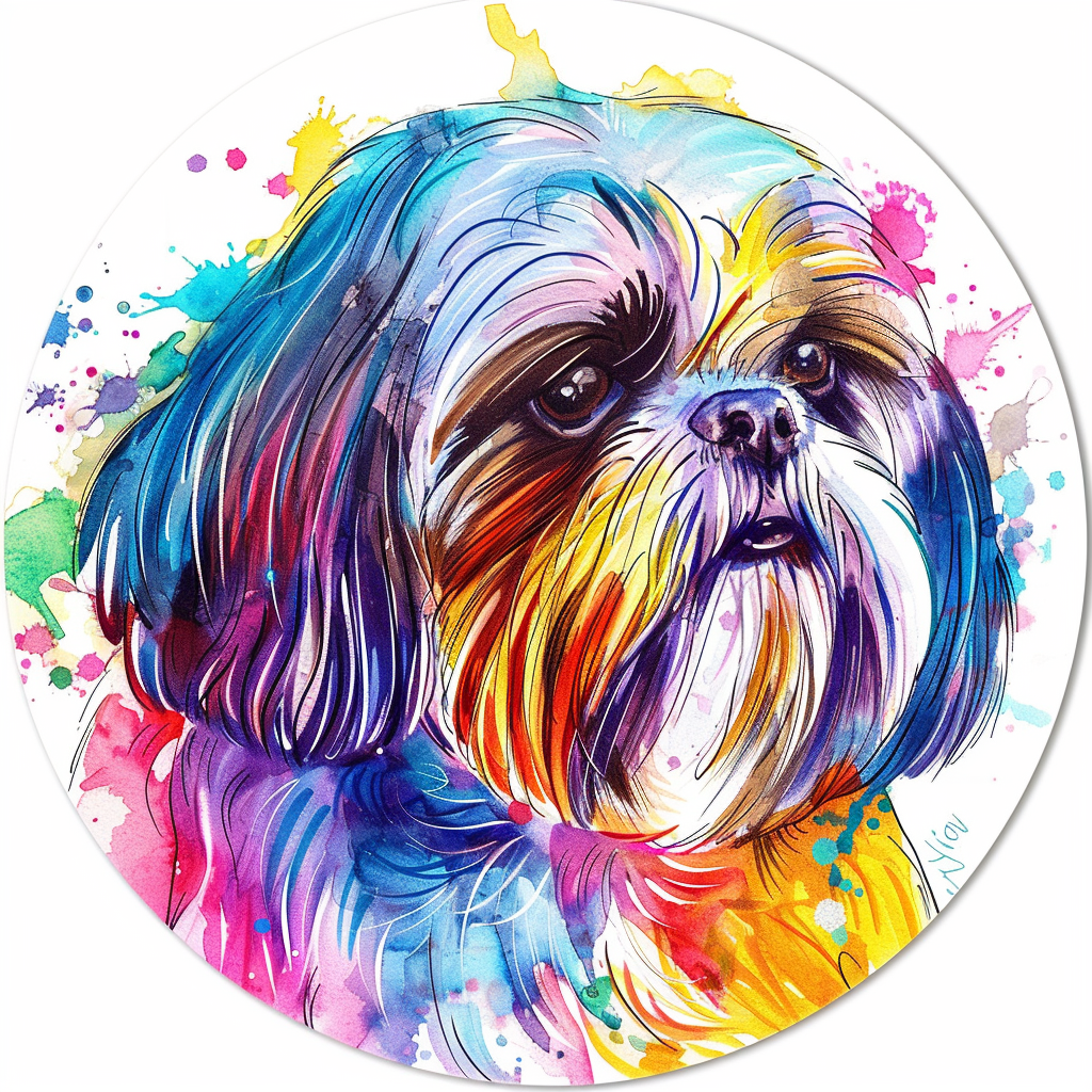 Adorable Shih Tzu Dog Expressive surreal Vinyl Decal Sticker for Car, Laptop, Tumbler and more # F018525