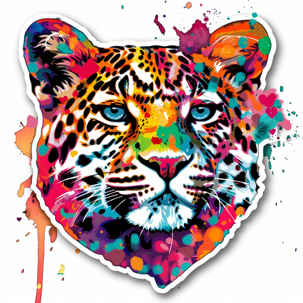 Leopard majestic Expressive surreal Vinyl Decal Sticker for Car, Laptop, Tumbler and more # F022597
