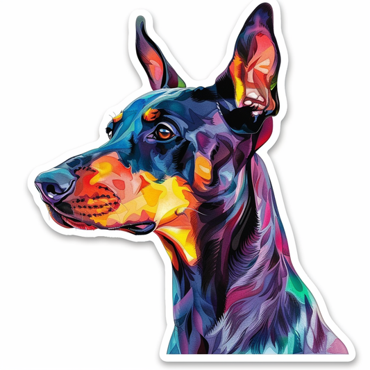 Cute and Adorable Doberman Pinscher Expressive surreal Vinyl Decal Sticker for Car, Laptop, Tumbler and more # F019443-4" x 4"