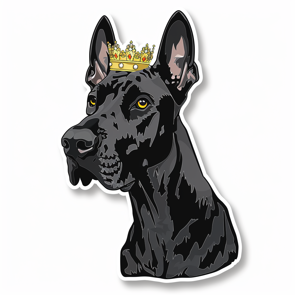 Great Dane Dog crowned majestic Expressive surreal Vinyl Decal Sticker for Car, Laptop, Tumbler and more # F017804