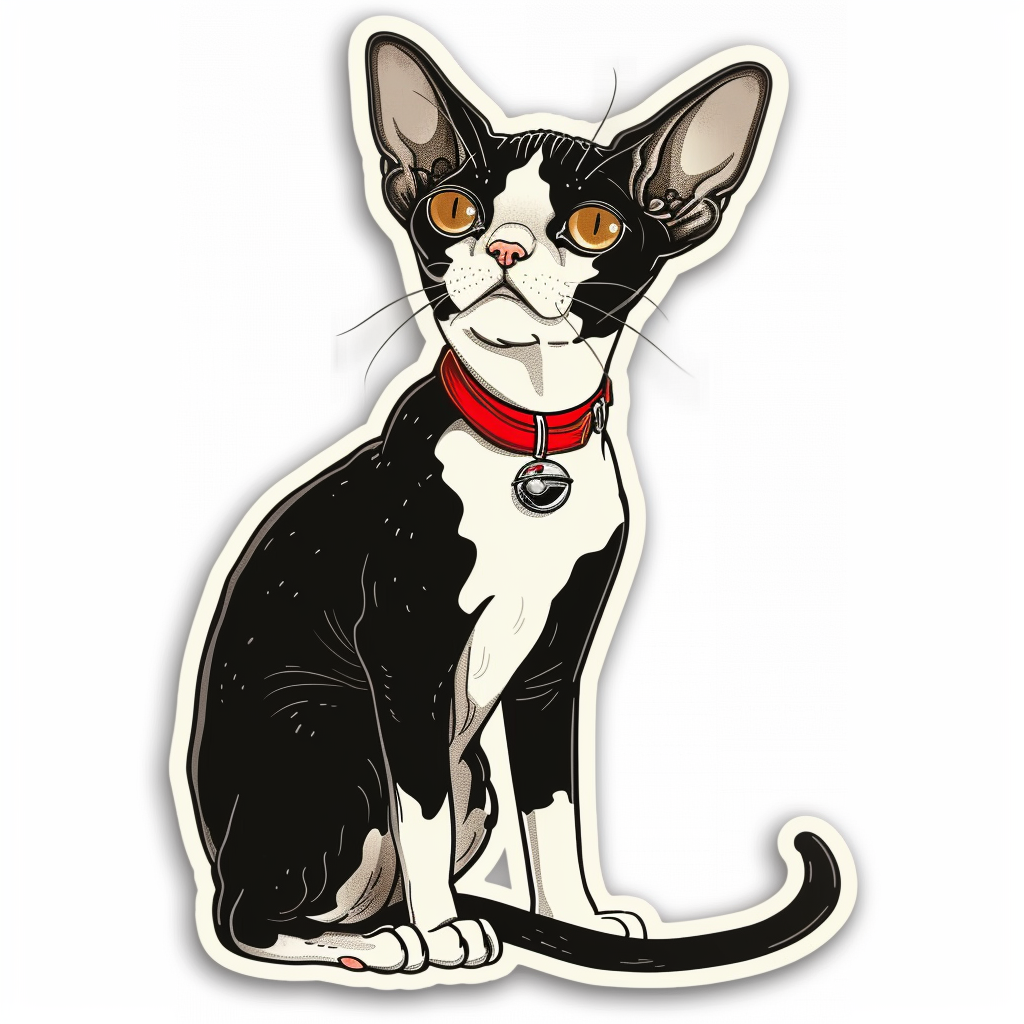 Adorable Cornish Rex Cat Expressive surreal Vinyl Decal Sticker for Car, Laptop, Tumbler and more # F021398-4" x 4"