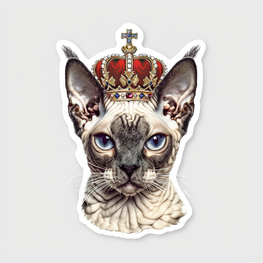 Adorable Cornish Rex Cat Expressive surreal Vinyl Decal Sticker for Car, Laptop, Tumbler and more # F021450-4" x 4"