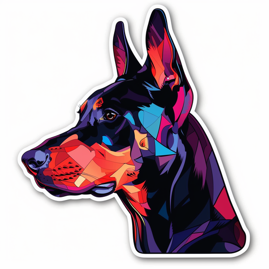 Doberman Pinscher Dog cyber punk Expressive surreal Vinyl Decal Sticker for Car, Laptop, Tumbler and more # F019416-4" x 4"