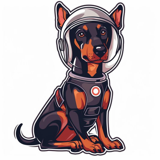 Cute and Adorable Doberman Pinscher Expressive surreal Vinyl Decal Sticker for Car, Laptop, Tumbler and more # F019625-4" x 4"