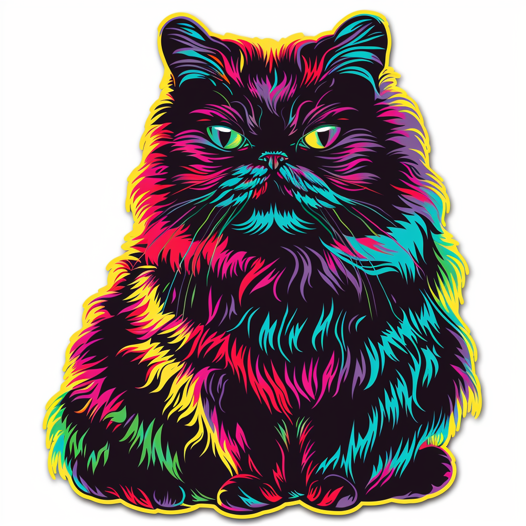 a Persian Cat cyber punk majestic Expressive surreal Vinyl Decal Sticker for Car, Laptop, Tumbler and more # F016267