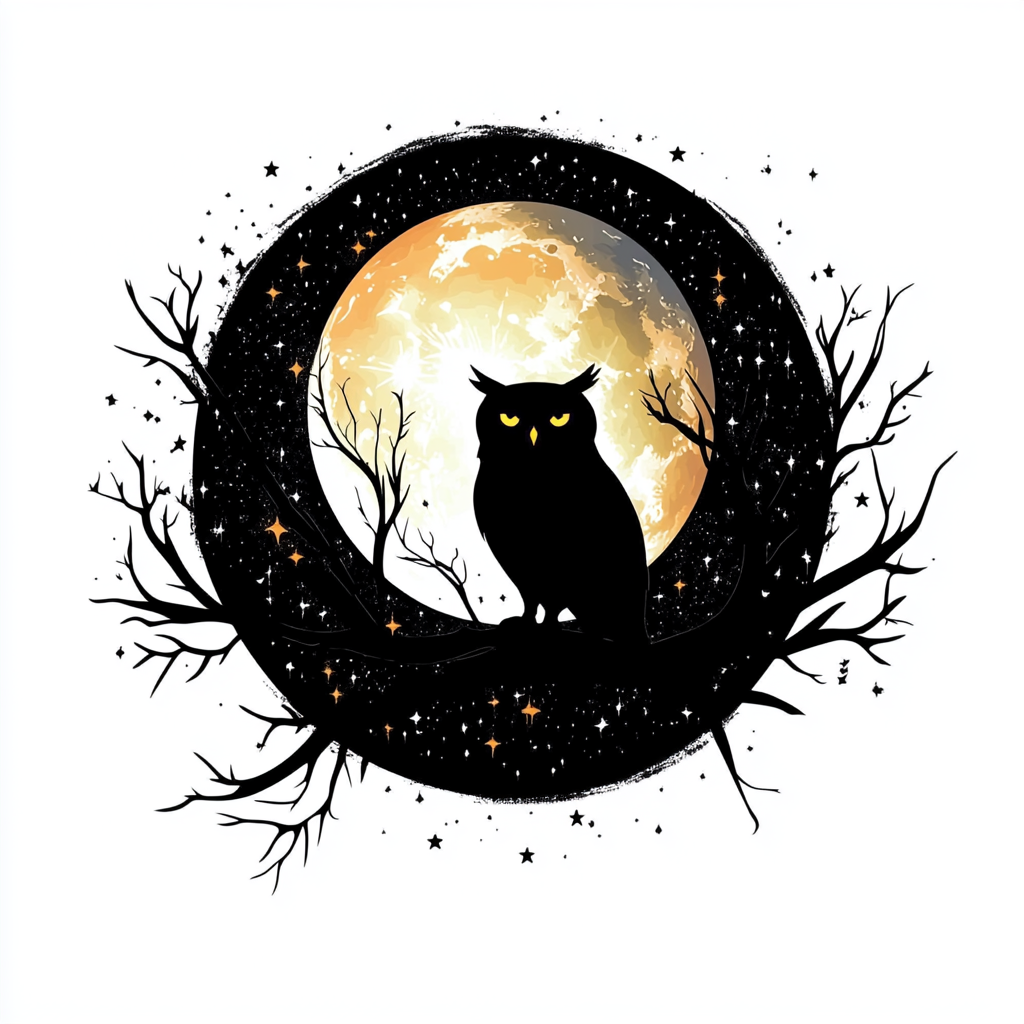 Owl Moon and Stars Vinyl Decal Sticker for Car, Laptop, Tumbler and more # F025772