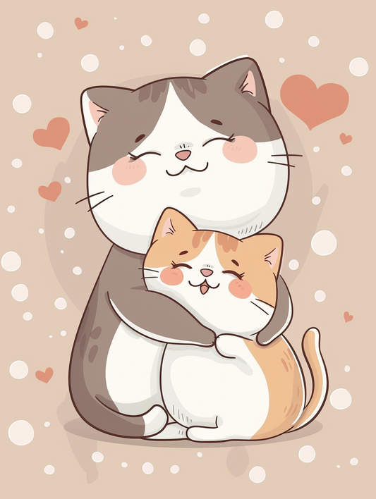 Adorable Cats Hugging  Vinyl Decal Sticker for Car, Laptop, Tumbler and more # F021632-4" x 4"