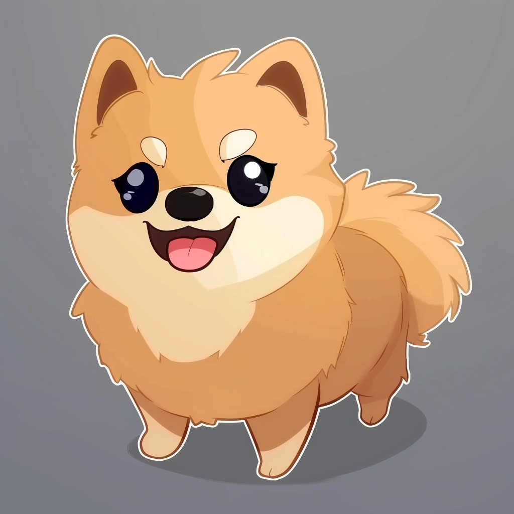 Sticker of a Pomeranian Dog Expressive surreal Vinyl Decal Sticker for Car, Laptop, Tumbler and more # F013914