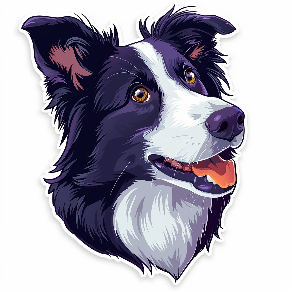 Border Collie Dog majestic Expressive surreal Vinyl Decal Sticker for Car, Laptop, Tumbler and more # F021723-4" x 4"