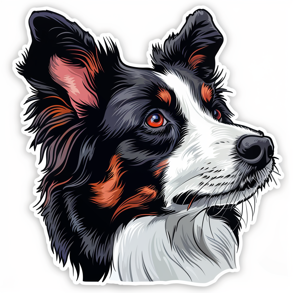 Border Collie Dog majestic Expressive surreal Vinyl Decal Sticker for Car, Laptop, Tumbler and more # F021704-4" x 4"