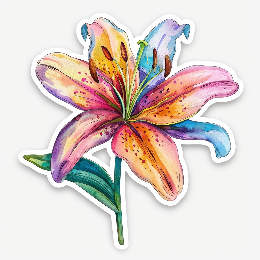 Lily flower majestic Expressive surreal Vinyl Decal Sticker for Car, Laptop, Tumbler and more # F023254