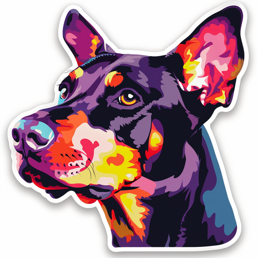 Cute and Adorable Doberman Pinscher Expressive surreal Vinyl Decal Sticker for Car, Laptop, Tumbler and more # F019481-4" x 4"