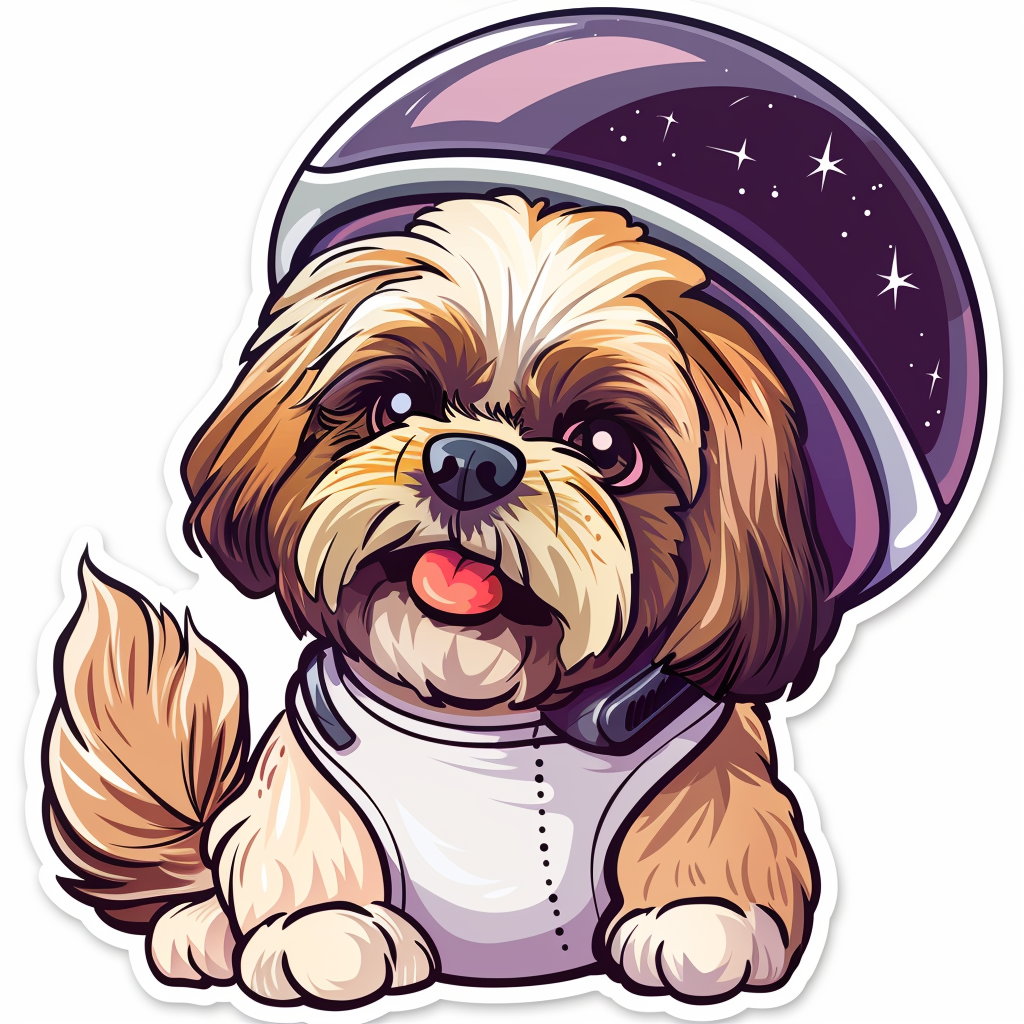 Adorable Shih Tzu Dog Expressive surreal Vinyl Decal Sticker for Car, Laptop, Tumbler and more # F018179