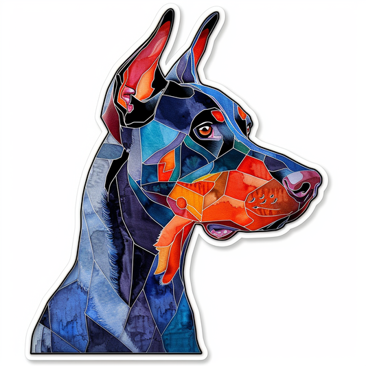 Cute and Adorable Doberman Pinscher Expressive surreal Vinyl Decal Sticker for Car, Laptop, Tumbler and more # F019439-4" x 4"