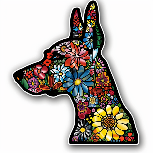 Doberman Pinscher Dog majestic Expressive surreal Vinyl Decal Sticker for Car, Laptop, Tumbler and more # F019594-4" x 4"