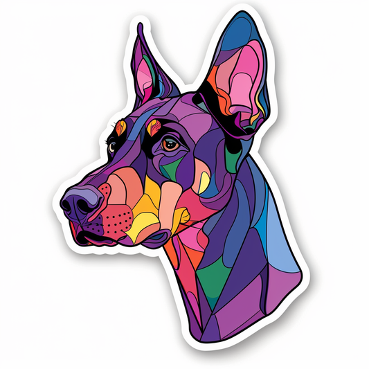 Doberman Pinscher Dog cyber punk Expressive surreal Vinyl Decal Sticker for Car, Laptop, Tumbler and more # F019458-4" x 4"