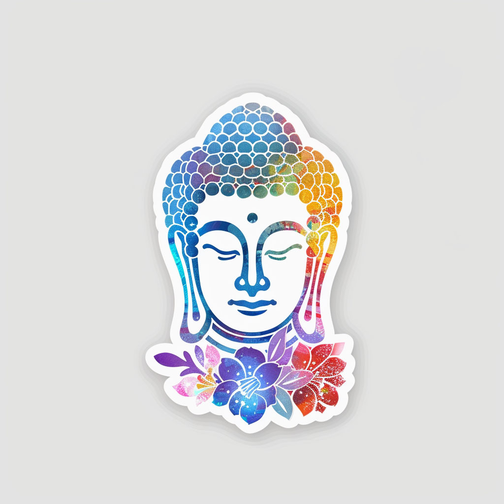 Buddha cartoon majestic Expressive surreal Vinyl Decal Sticker for Car, Laptop, Tumbler and more # F017052
