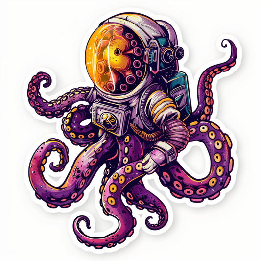 Sticker of an Octopus astronaut majestic Expressive surreal Vinyl Decal Sticker for Car, Laptop, Tumbler and more # F015394