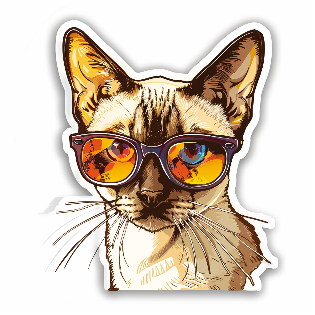 Burmese Cat wearing sunglasses Vinyl Decal Sticker for Car, Laptop, Tumbler and more # F010702