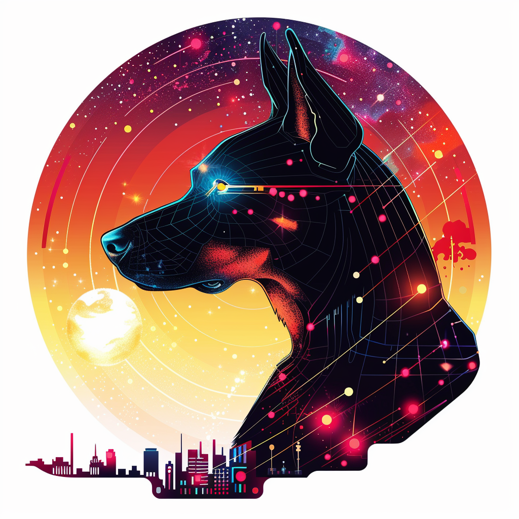 Doberman Pinscher Dog cyber punk Expressive surreal Vinyl Decal Sticker for Car, Laptop, Tumbler and more # F019433-4" x 4"