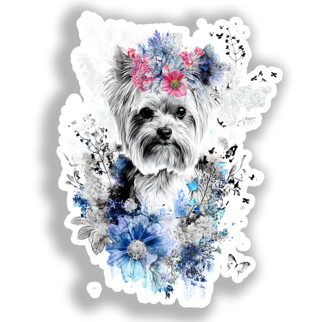 Yorkshire Terrier Dog Vinyl Decal Sticker for Car, Laptop, Tumbler and more # A017115-4" x 4"