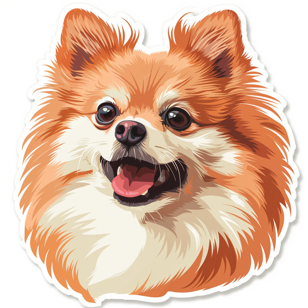 Sticker of a Pomeranian Dog majestic Expressive surreal Vinyl Decal Sticker for Car, Laptop, Tumbler and more # F013842