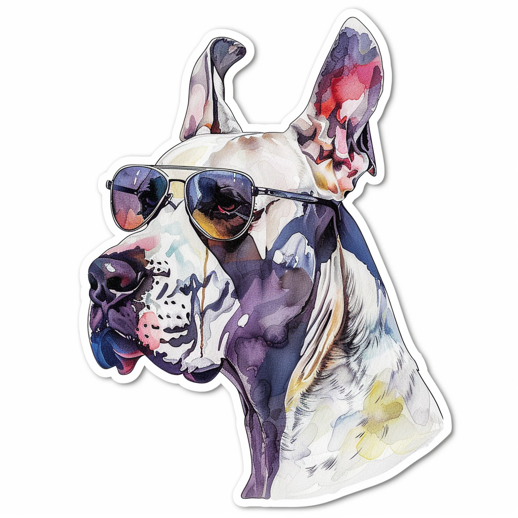 Adorable Great Dane Dog Expressive surreal Vinyl Decal Sticker for Car, Laptop, Tumbler and more # F018102