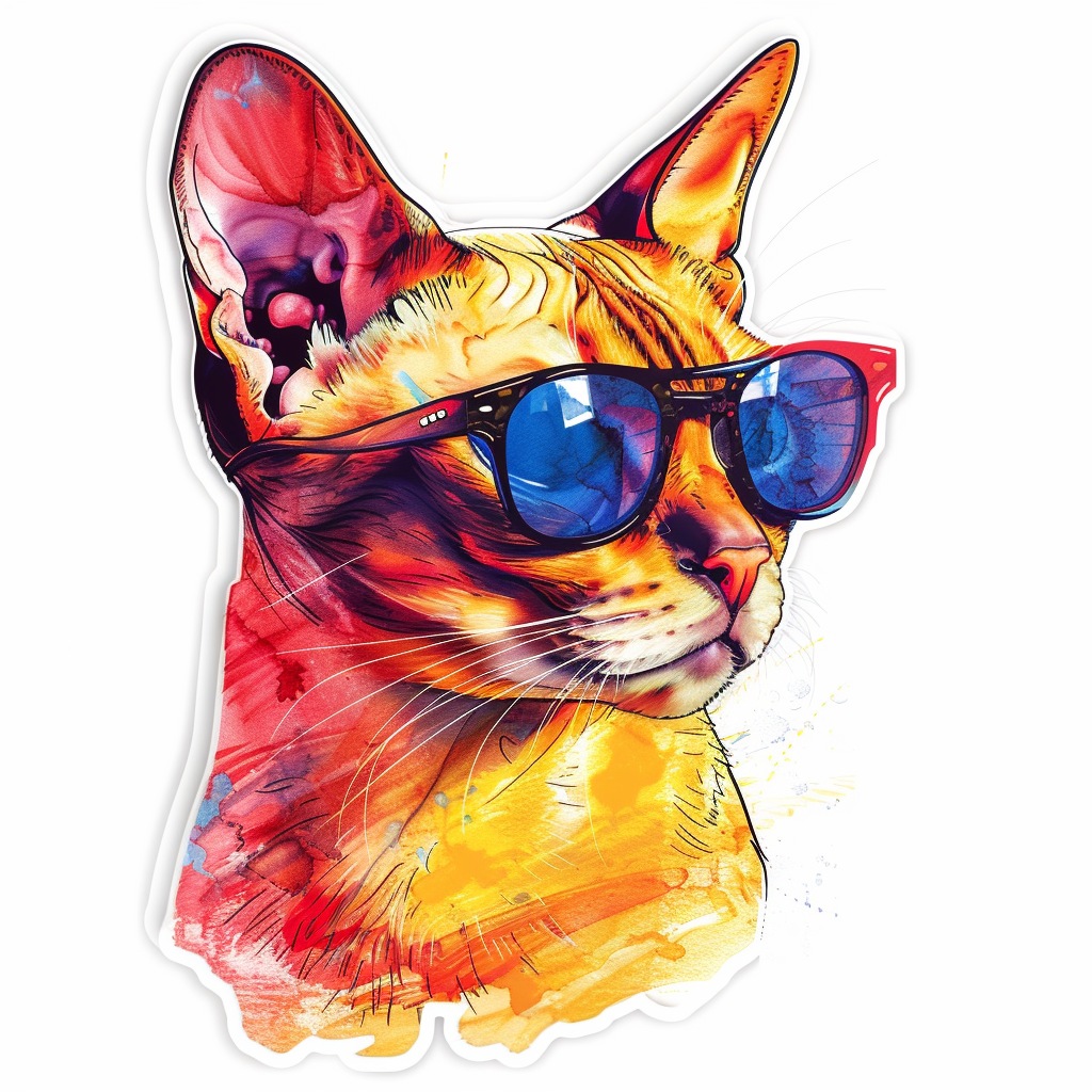 Burmese Cat wearing sunglasses Vinyl Decal Sticker for Car, Laptop, Tumbler and more # F010965