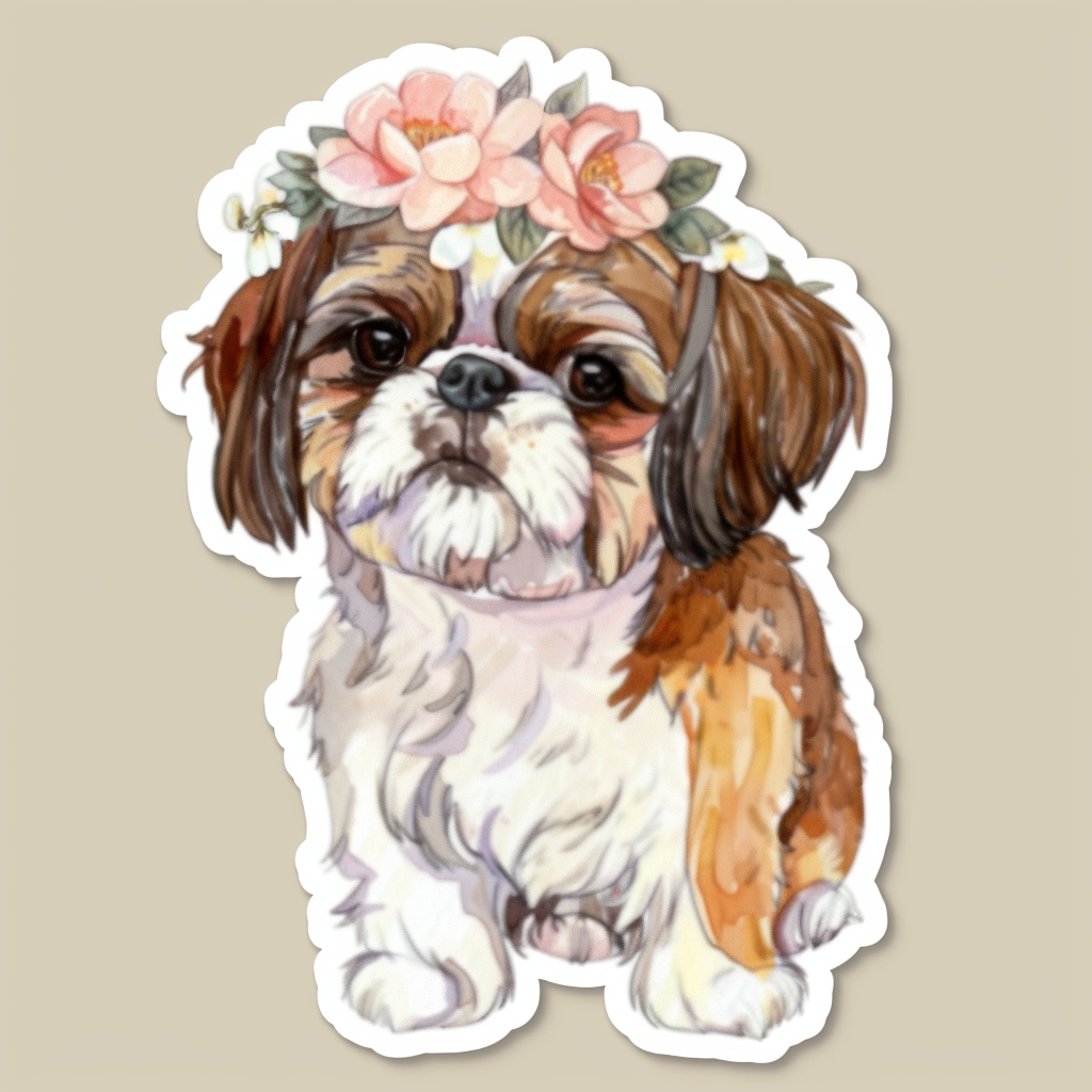 Adorable Shih Tzu Dog Expressive surreal Vinyl Decal Sticker for Car, Laptop, Tumbler and more # F018183