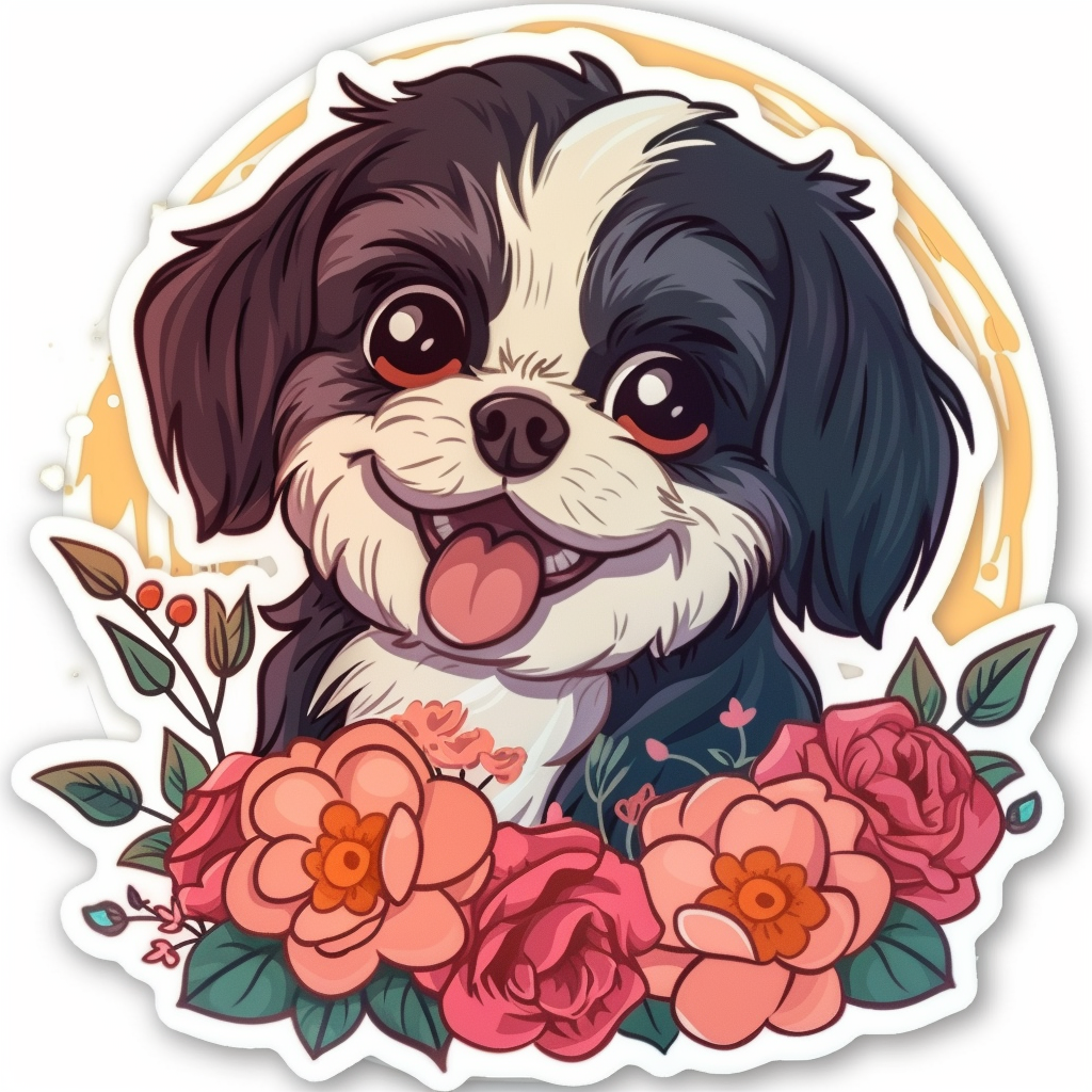 Adorable Shih Tzu Dog Expressive surreal Vinyl Decal Sticker for Car, Laptop, Tumbler and more # F018169
