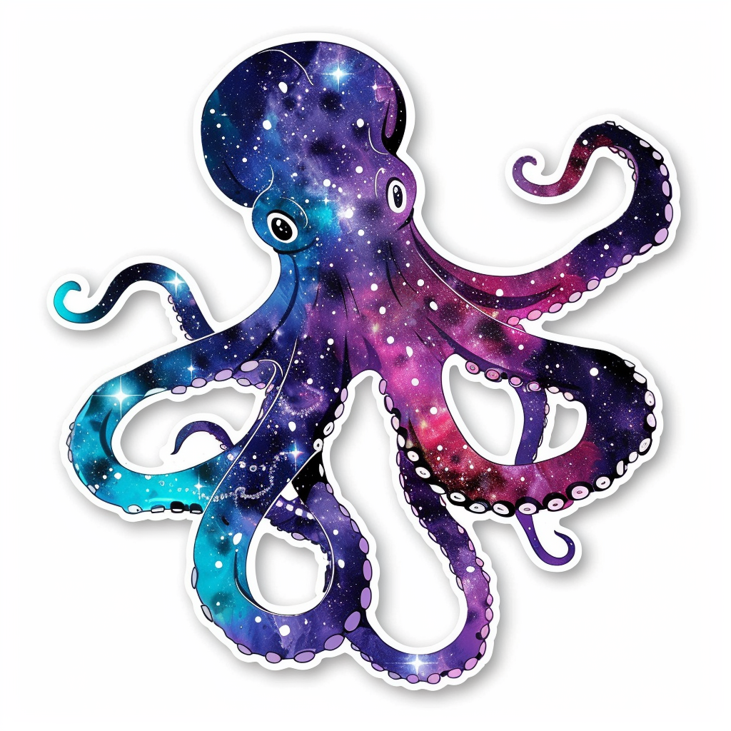 Sticker of a Octopus galaxy majestic Expressive surreal Vinyl Decal Sticker for Car, Laptop, Tumbler and more # F015648