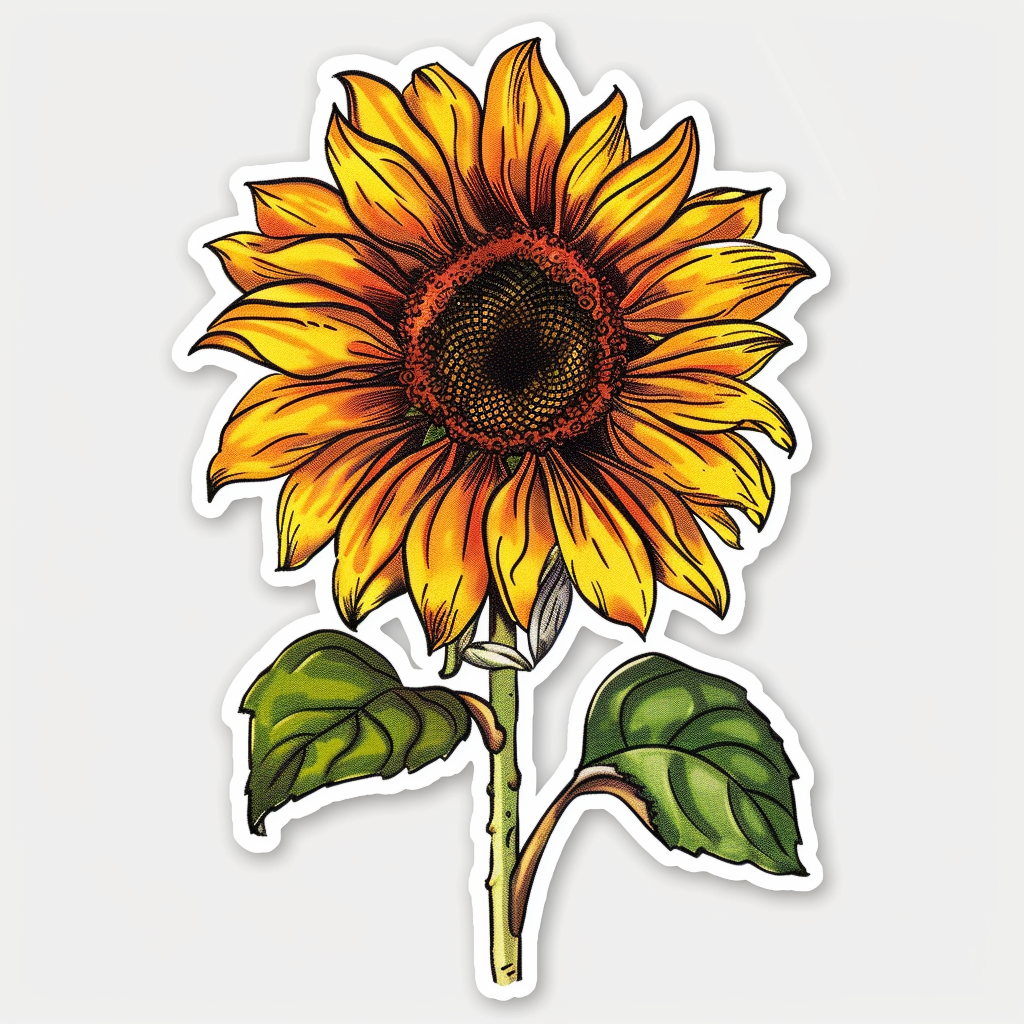 Sunflower flower majestic Expressive surreal Vinyl Decal Sticker for Car, Laptop, Tumbler and more # F022991