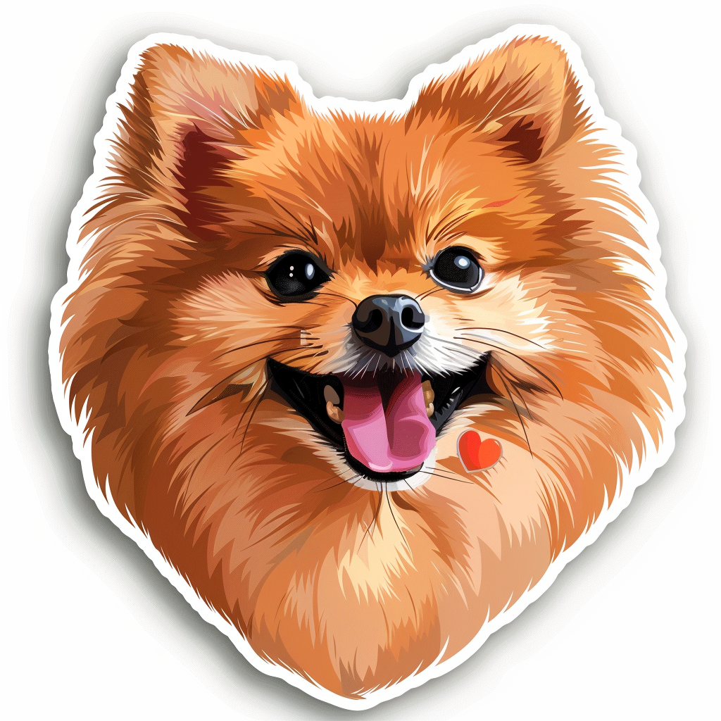 Sticker of a Pomeranian Dog majestic Expressive surreal Heartcore Vinyl Decal Sticker for Car, Laptop, Tumbler and more # F013963