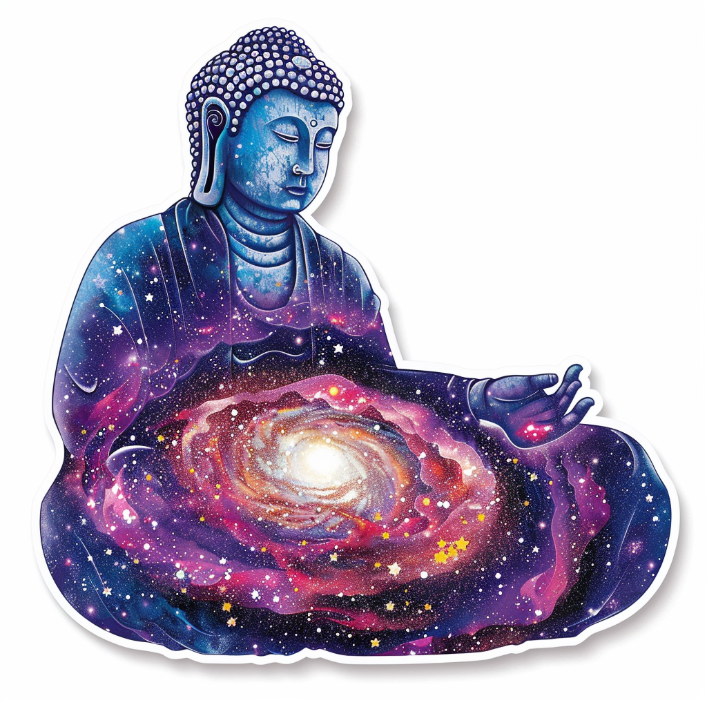 Buddha galaxy majestic Expressive surreal Vinyl Decal Sticker for Car, Laptop, Tumbler and more # F017059