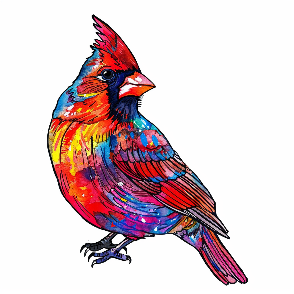 Sticker of a Cardinal Bird majestic Expressive surreal Vinyl Decal Sticker for Car, Laptop, Tumbler and more # F024232