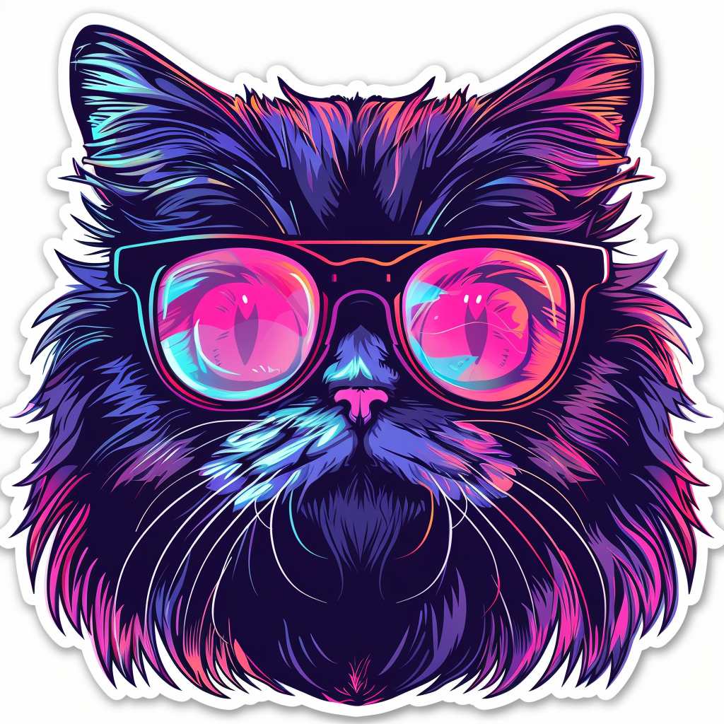 a Persian Cat cyber punk majestic Expressive surreal Vinyl Decal Sticker for Car, Laptop, Tumbler and more # F016205