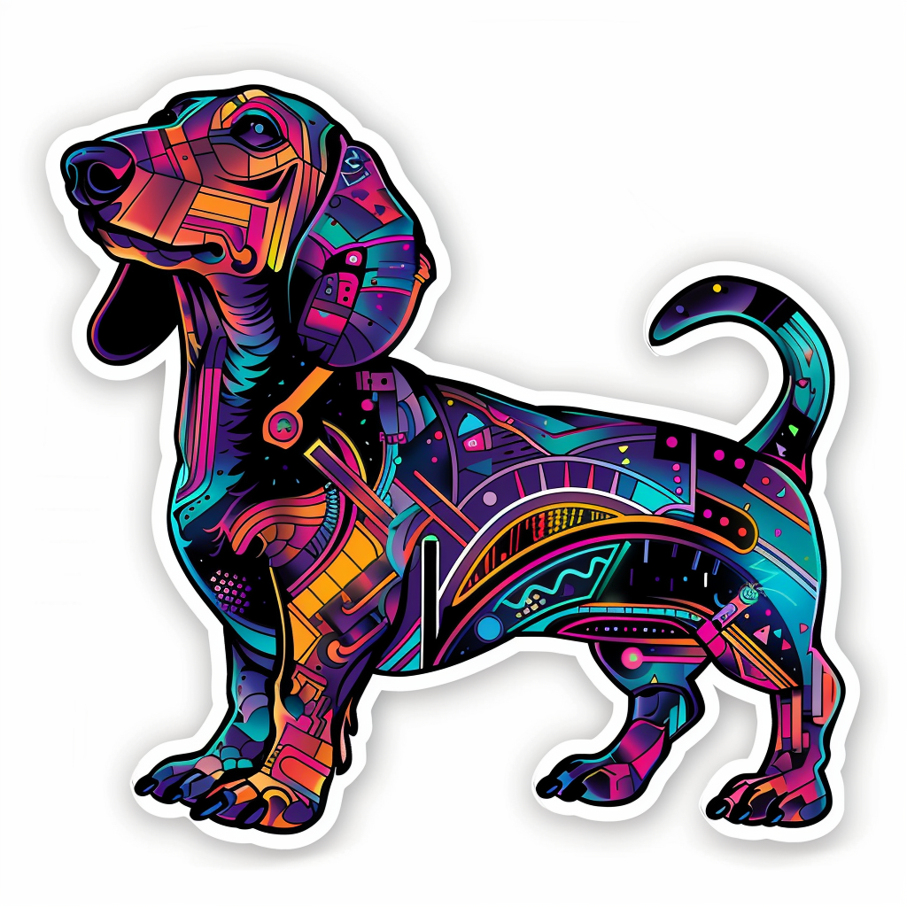 Dachshund Dog cyber punk Vinyl Decal Sticker for Car, Laptop, Tumbler and more # F012935