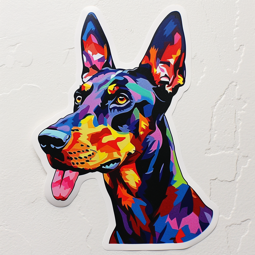 Sticker of a Doberman Pinscher Dog majestic Expressive surreal Vinyl Decal Sticker for Car, Laptop, Tumbler and more # F019198