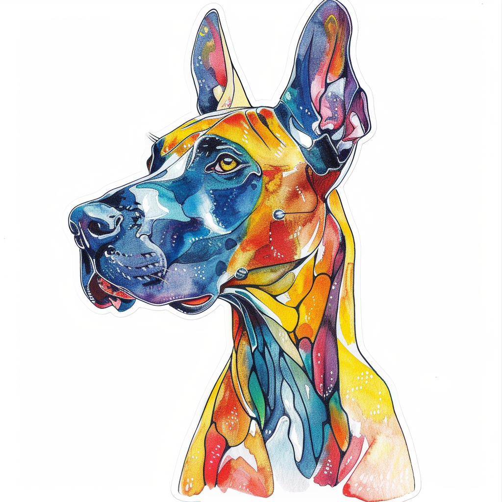 Adorable Great Dane Dog Expressive surreal Vinyl Decal Sticker for Car, Laptop, Tumbler and more # F017732