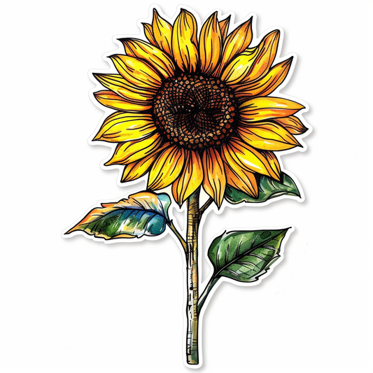 Sunflower flower majestic Expressive surreal Vinyl Decal Sticker for Car, Laptop, Tumbler and more # F023014