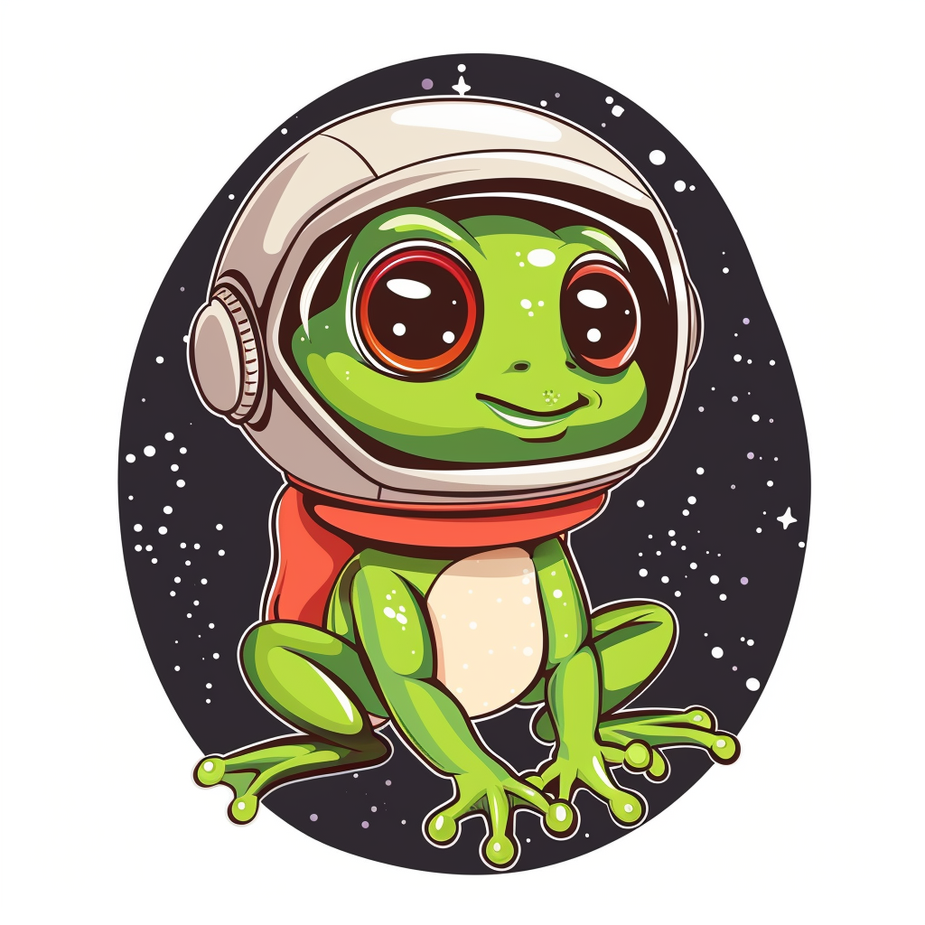 Sticker of a Cute and Adorable Frog full body wearing space suit Expressive surreal Vinyl Decal Sticker for Car, Laptop, Tumbler and more # F016658