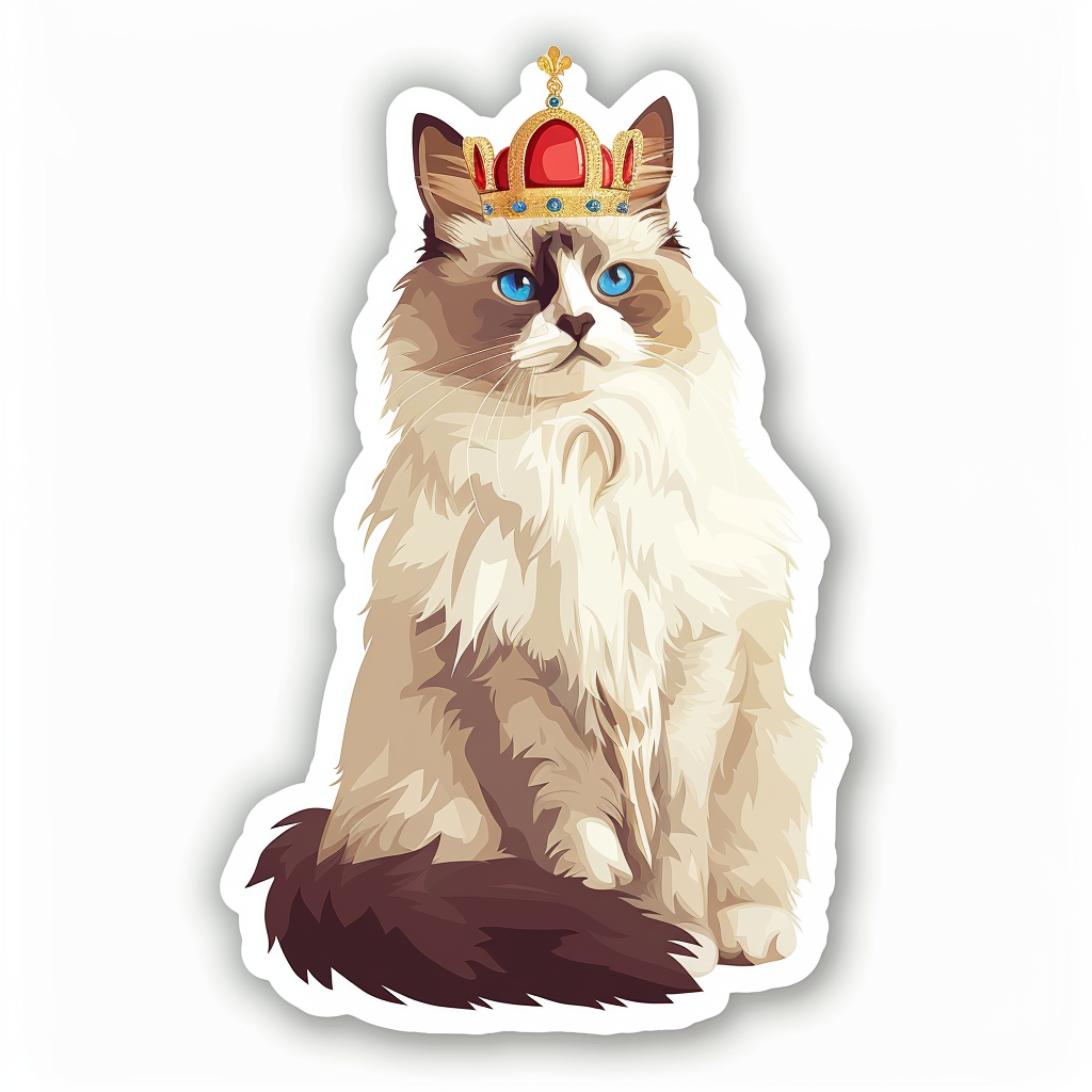 Ragdoll Cat crowned Vinyl Decal Sticker for Car, Laptop, Tumbler and more # F010218