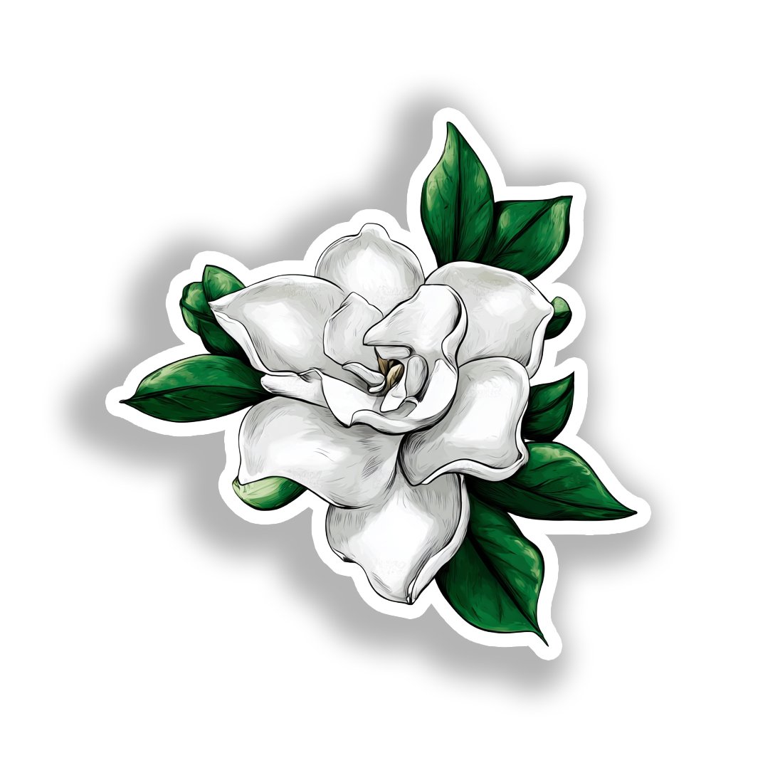 Gardenia Flower Vinyl Decal Sticker for Car, Laptop, Tumbler and more # A019617-4" x 4"