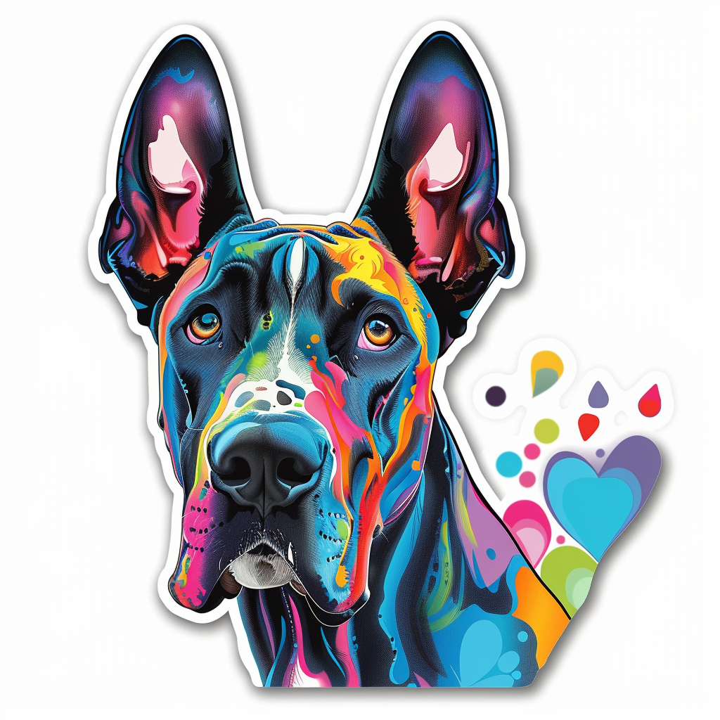 Adorable Great Dane Dog Expressive surreal Vinyl Decal Sticker for Car, Laptop, Tumbler and more # F017957
